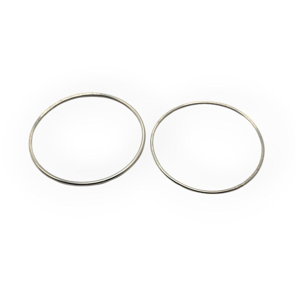 Minimal Silver Tone Bangle Bracelet Set Classic Stackable Jewelry